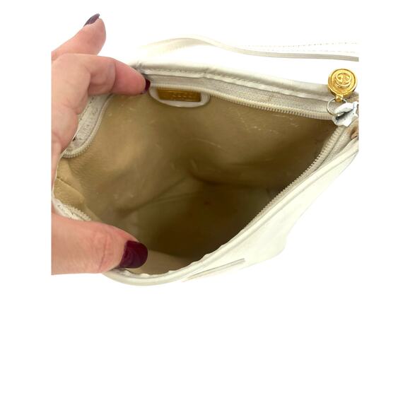 Vintage 80's Gucci White Bag Micro GG Logo Print Crossbody Purse Gold 1980's - Picture 7 of 15